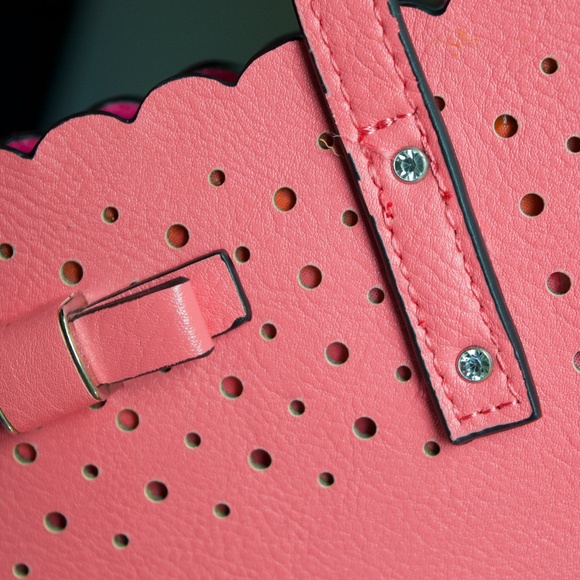 Coral Pink Faux Leather Small Tote Bag Candie’s by Fergie - Picture 9 of 17